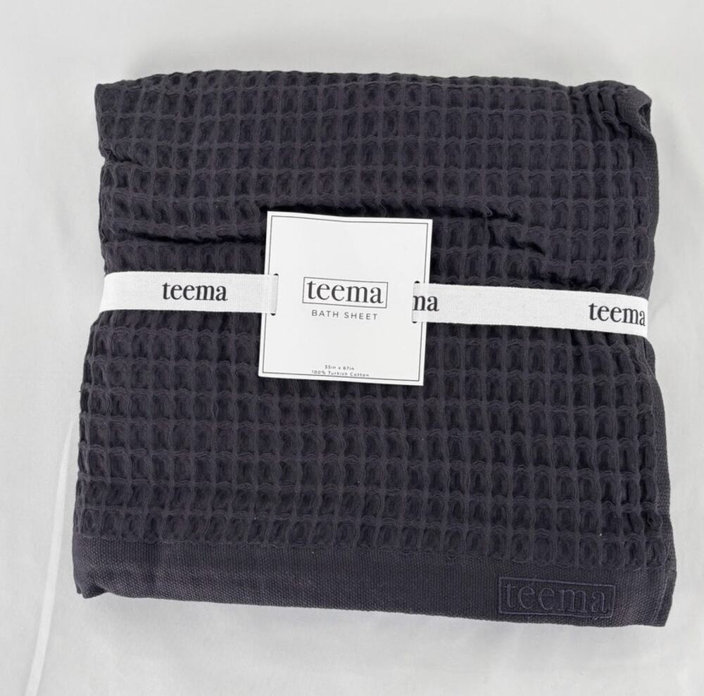 Teema Turkish Cotton Waffle Bath Sheet Towel Charcoal 35" x 67" New
